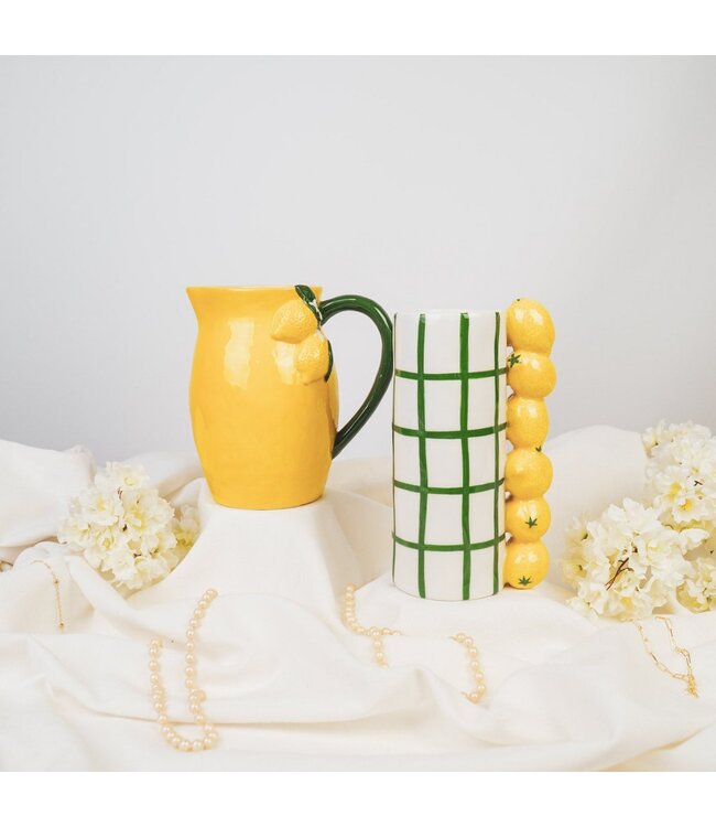 Housevitamin VASE-LEMON-steengoederen- geel- 17,5x12,5x18cm