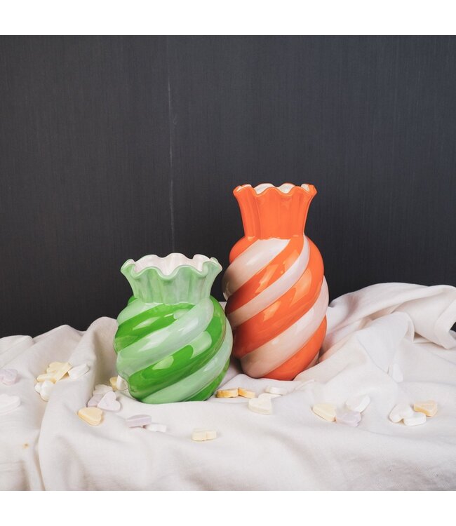 Housevitamin VASE- SWIRL-STONOWARE-PINK- 13X13X23CM