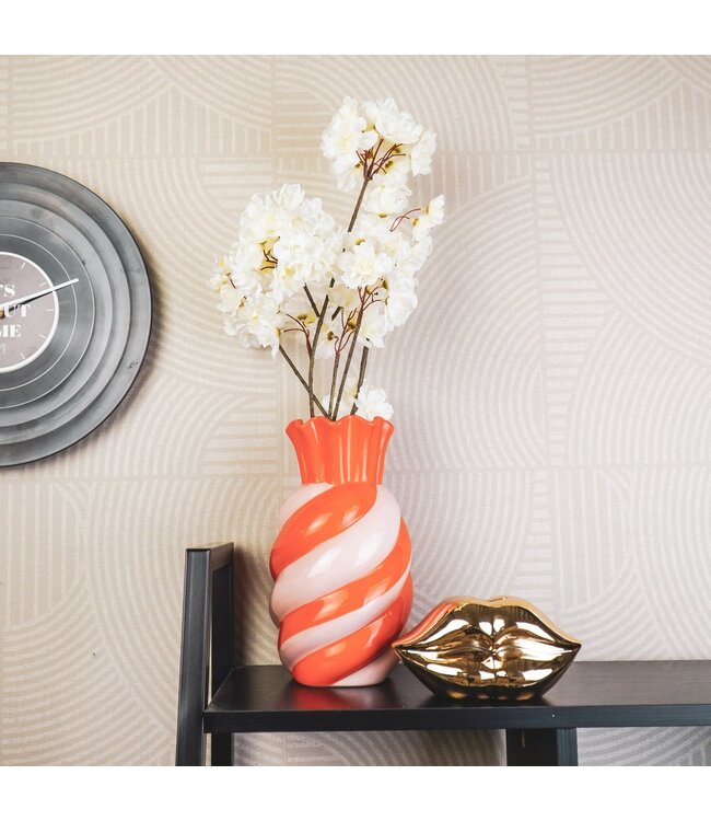 Housevitamin VASE- SWIRL-STONOWARE-PINK- 13X13X23CM