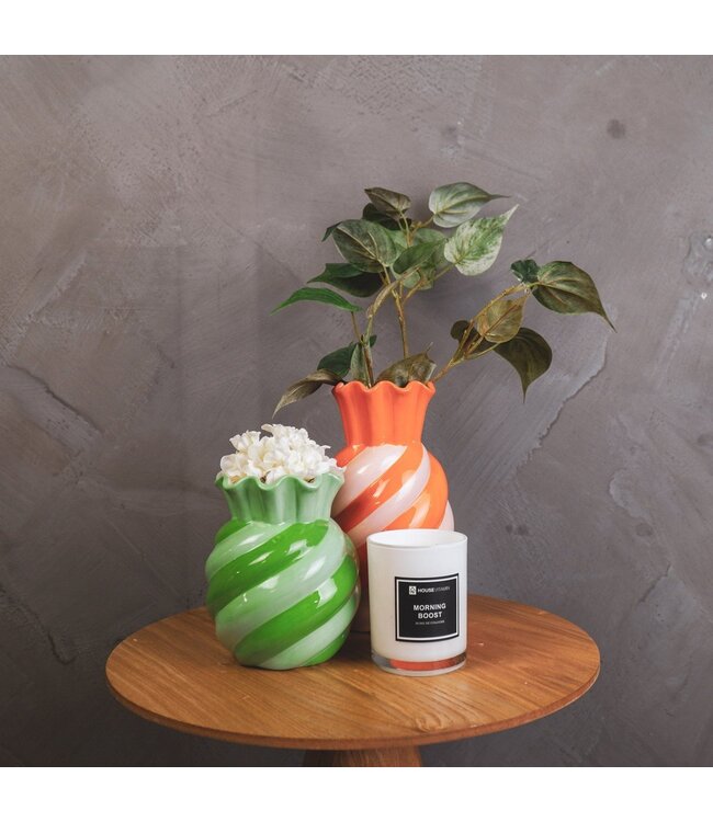 Housevitamin VASE- SWIRL-STONOWARE-PINK- 13X13X23CM