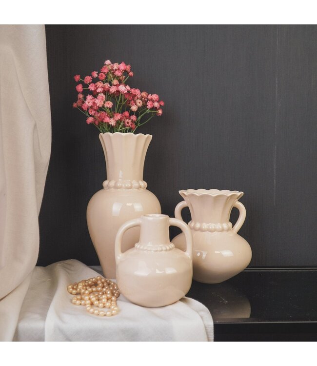 Housevitamin Vaas - parelhals - steengoedzand- 14x14x15cm