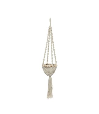 BAZAR BIZAR De Gedraaide Macramé Plantenhouder - Naturel Wit -S