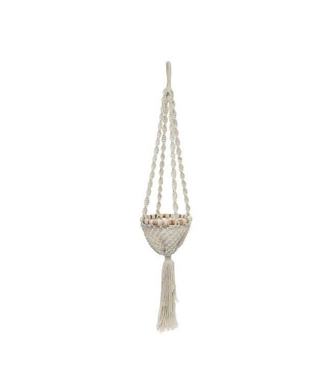 BAZAR BIZAR De Gedraaide Macramé Plantenhouder - Naturel Wit -S