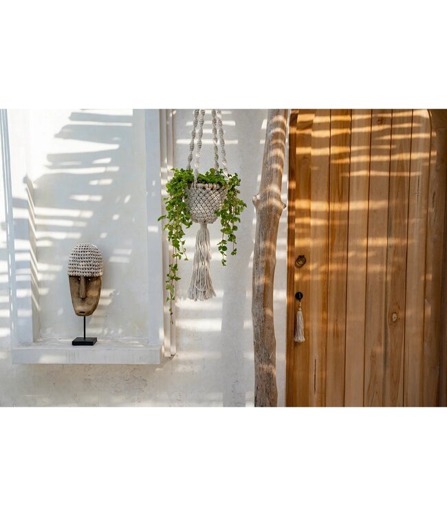 BAZAR BIZAR De Gedraaide Macramé Plantenhouder - Naturel Wit -S