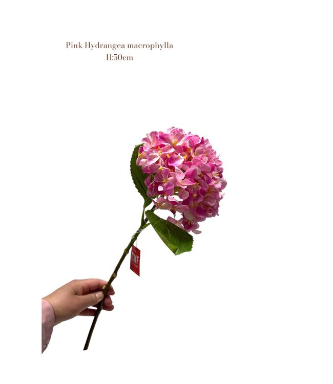 QMF Trading Artificial flowers Hydrangea Macrophylla Pink | Zijden kunstbloem | Lengte 50 1pcs