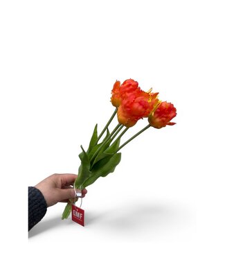 QMF Trading Artificial flowers Orange tulips 5 pieces/set | Zijden kunstbloem | Lengte 35cm