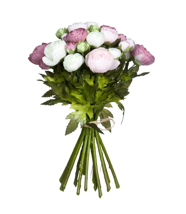 Mica Decorations Ranonkels Kunstbloemen Boeket - H35 x Ø26 cm - Roze