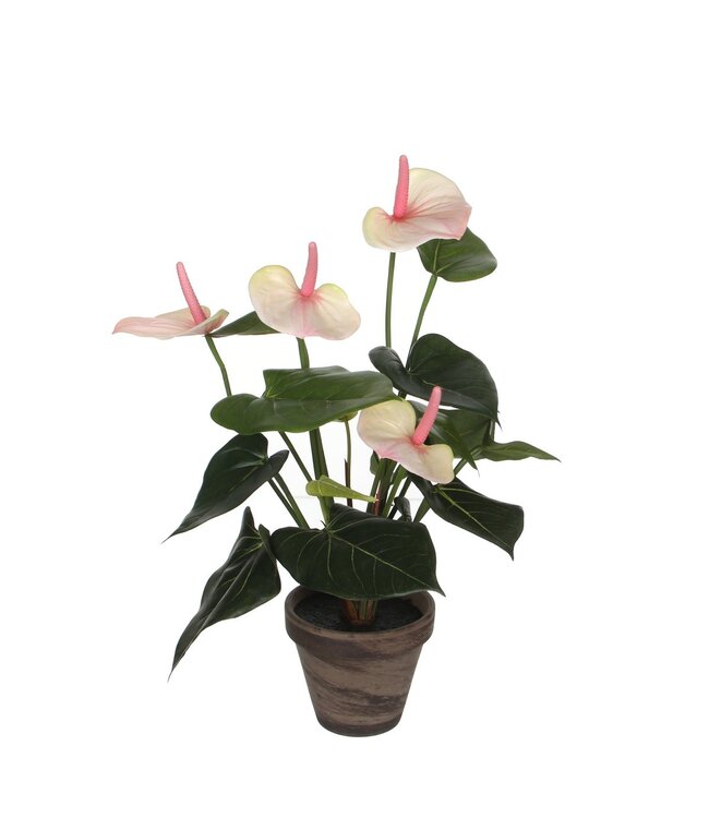 Mica Decorations Anthurium Kunstplant in Bloempot Stan - H40 x Ø30 cm - Lichtroze