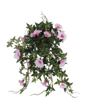 Mica Decorations Petunia Kunst Hangplant in Bloempot Stan - L25 x B45 x H50 cm - Roze
