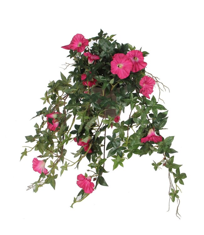 Mica Decorations Petunia Kunst Hangplant in Bloempot Stan - L25 x B45 x H50 cm - Donkerroze
