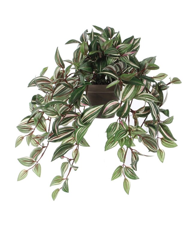 Mica Decorations Tradescantia Kunst Hangplant in Bloempot Stan - H45 x Ø25 cm - Groen