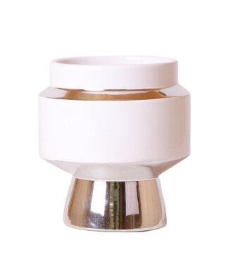 Kolibri Company Kolibri Home | Le Chic bloempot - Witte keramieken sierpot met zilveren details - Ø9cm