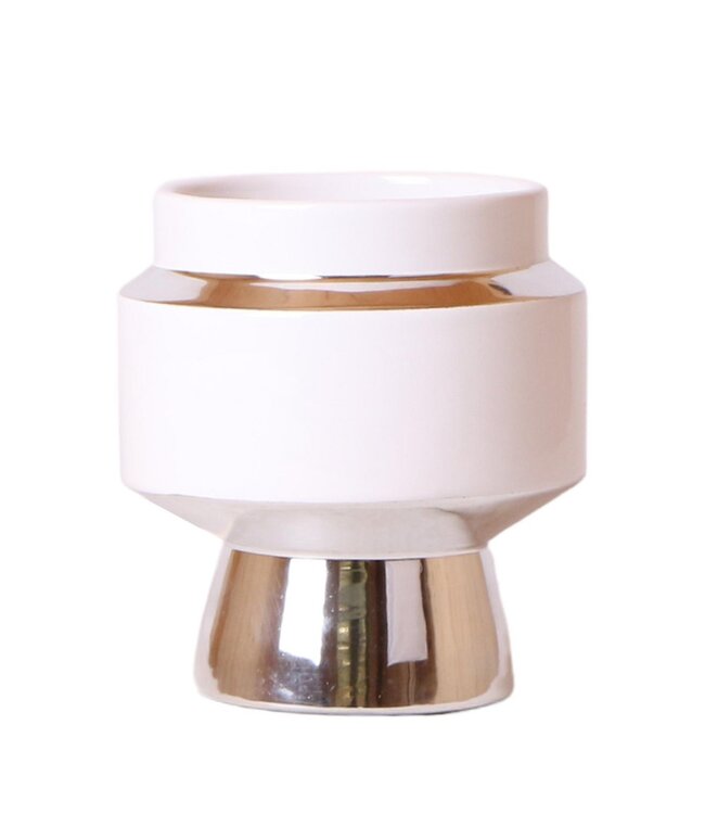 Kolibri Company Kolibri Home | Le Chic bloempot - Witte keramieken sierpot met zilveren details - Ø9cm