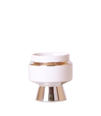 Kolibri Company Kolibri Home | Le Chic bloempot - Witte keramieken sierpot met zilveren details - Ø6cm
