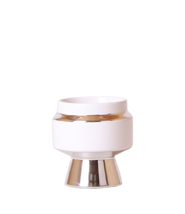 Kolibri Company Kolibri Home | Le Chic bloempot - Witte keramieken sierpot met zilveren details - Ø6cm