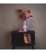 Housevitamin Vaas - Streep - Keramiek - Mintgroen/Neon Roze -14x14x26 cm