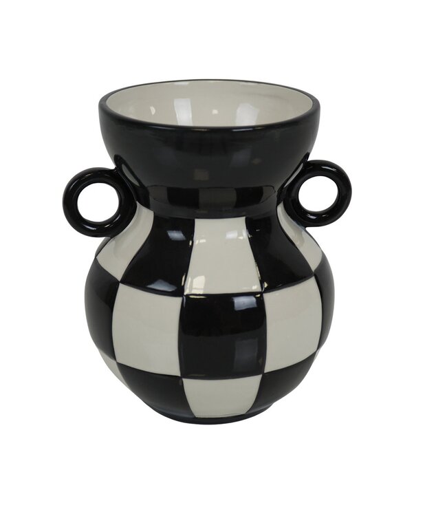 Housevitamin Vaas - Kan - Keramiek - Zwart/Wit - 14,5x14x17cm