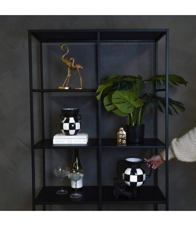 Housevitamin Vaas - Kan - Keramiek - Zwart/Wit - 14,5x14x17cm