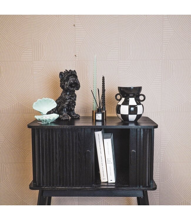 Housevitamin Vaas - Kan - Keramiek - Zwart/Wit - 14,5x14x17cm