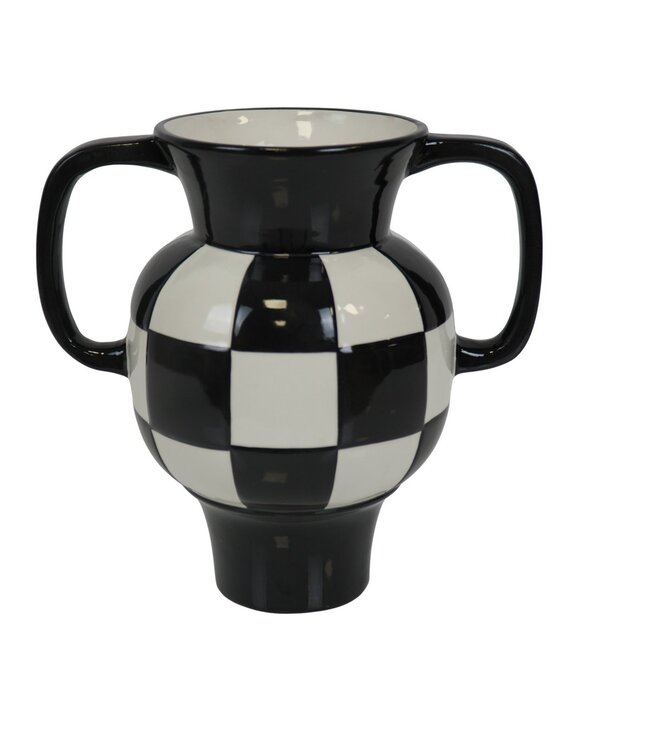 Housevitamin Vaas - Kan - Keramiek - Zwart/Wit - 22x14,5x22,5cm