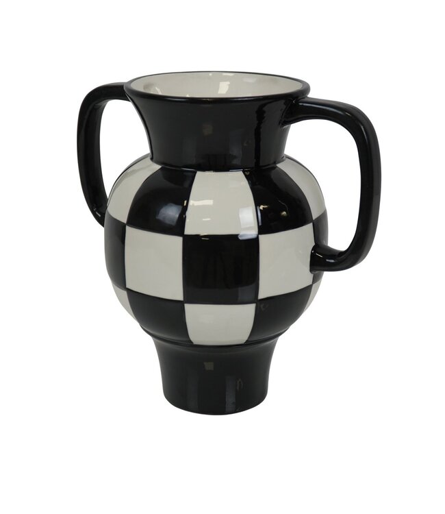 Housevitamin Vaas - Kan - Keramiek - Zwart/Wit - 22x14,5x22,5cm