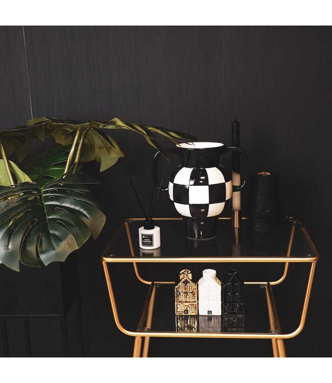 Housevitamin Vaas - Kan - Keramiek - Zwart/Wit - 22x14,5x22,5cm