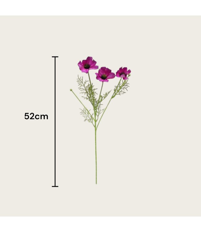 QMF Trading 3D real touch chrysanthemum purple | Zijden kunstbloem | Lengte 52cm  1pcs