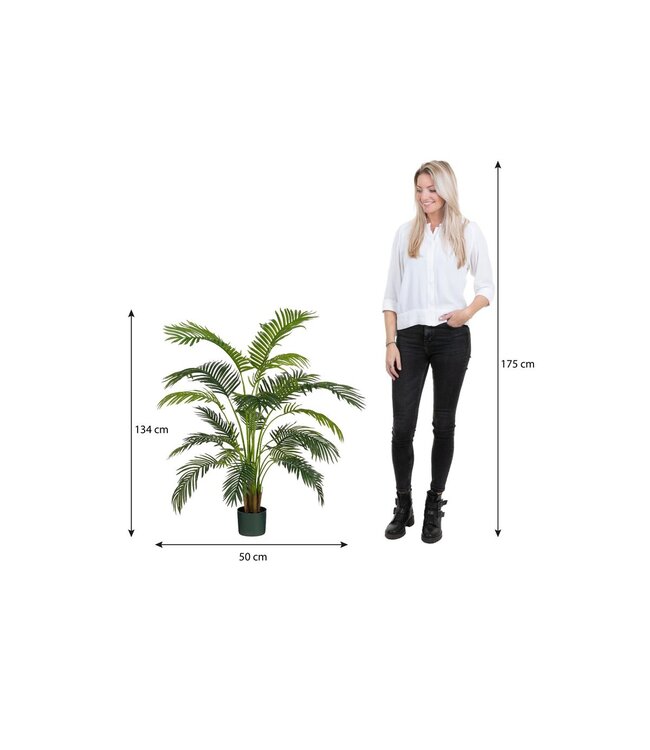 Mica Decorations Areca Palm Kunstplant in Pot - H134 x Ø50 cm - Groen