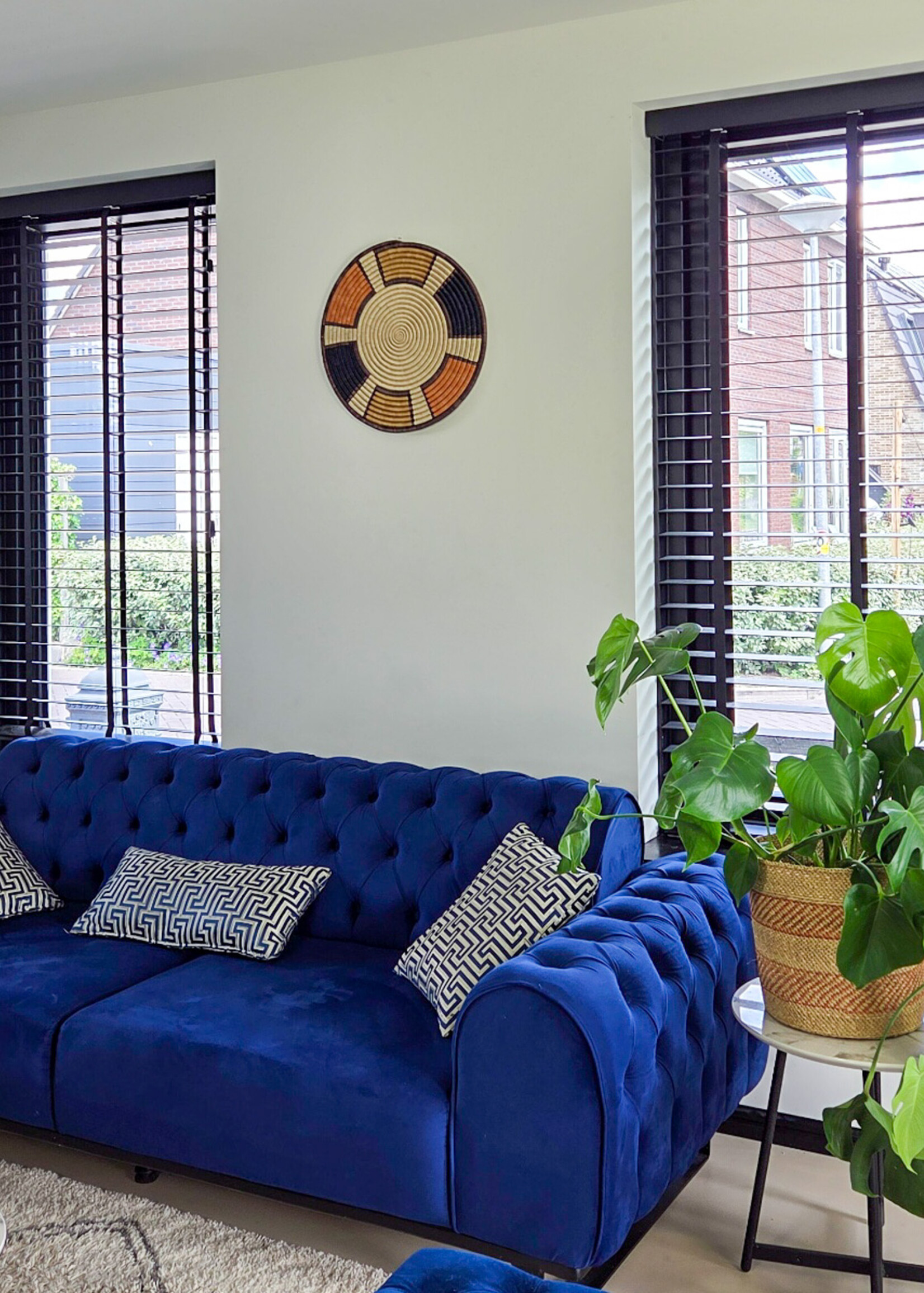 MAISON SUKU Rieten Wandcirkel Peach – Blokdesign ø 50 cm