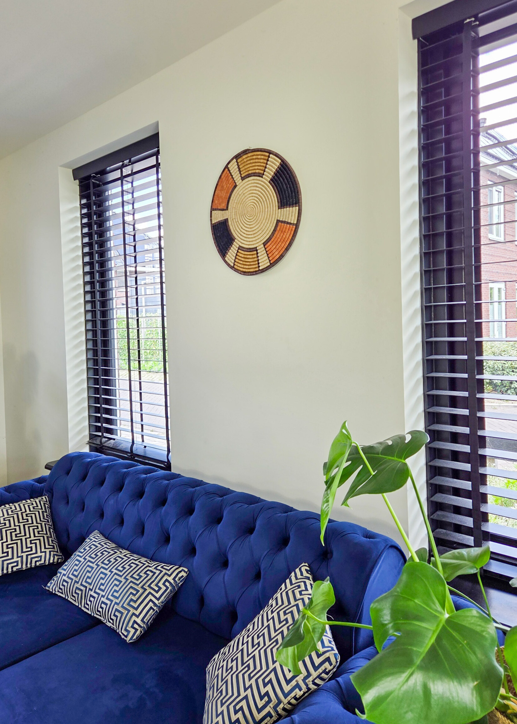 MAISON SUKU Rieten Wandcirkel Peach – Blokdesign ø 50 cm