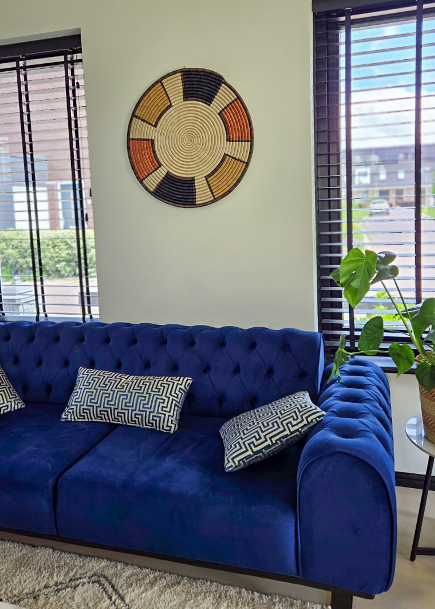 MAISON SUKU Rieten Wandcirkel Peach – Blokdesign ø 70 cm