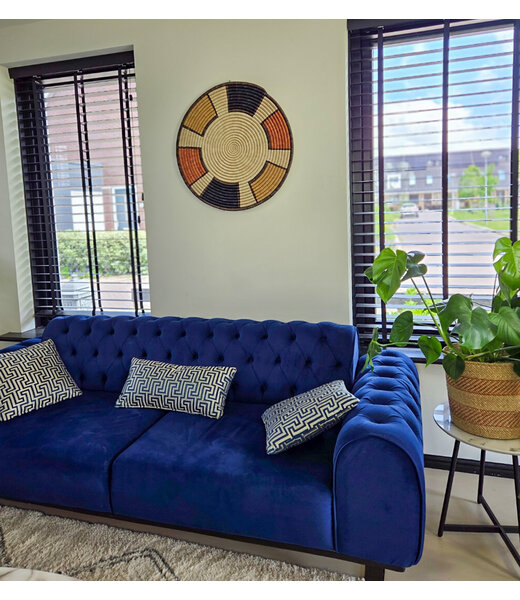 MAISON SUKU Rieten Wandcirkel Peach – Blokdesign ø 70 cm