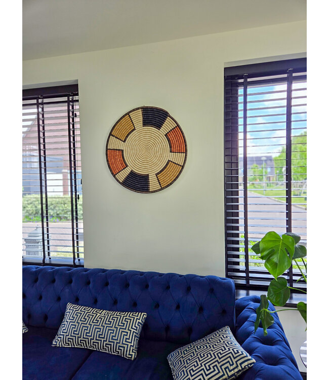 MAISON SUKU Rieten Wandcirkel Peach – Blokdesign ø 70 cm