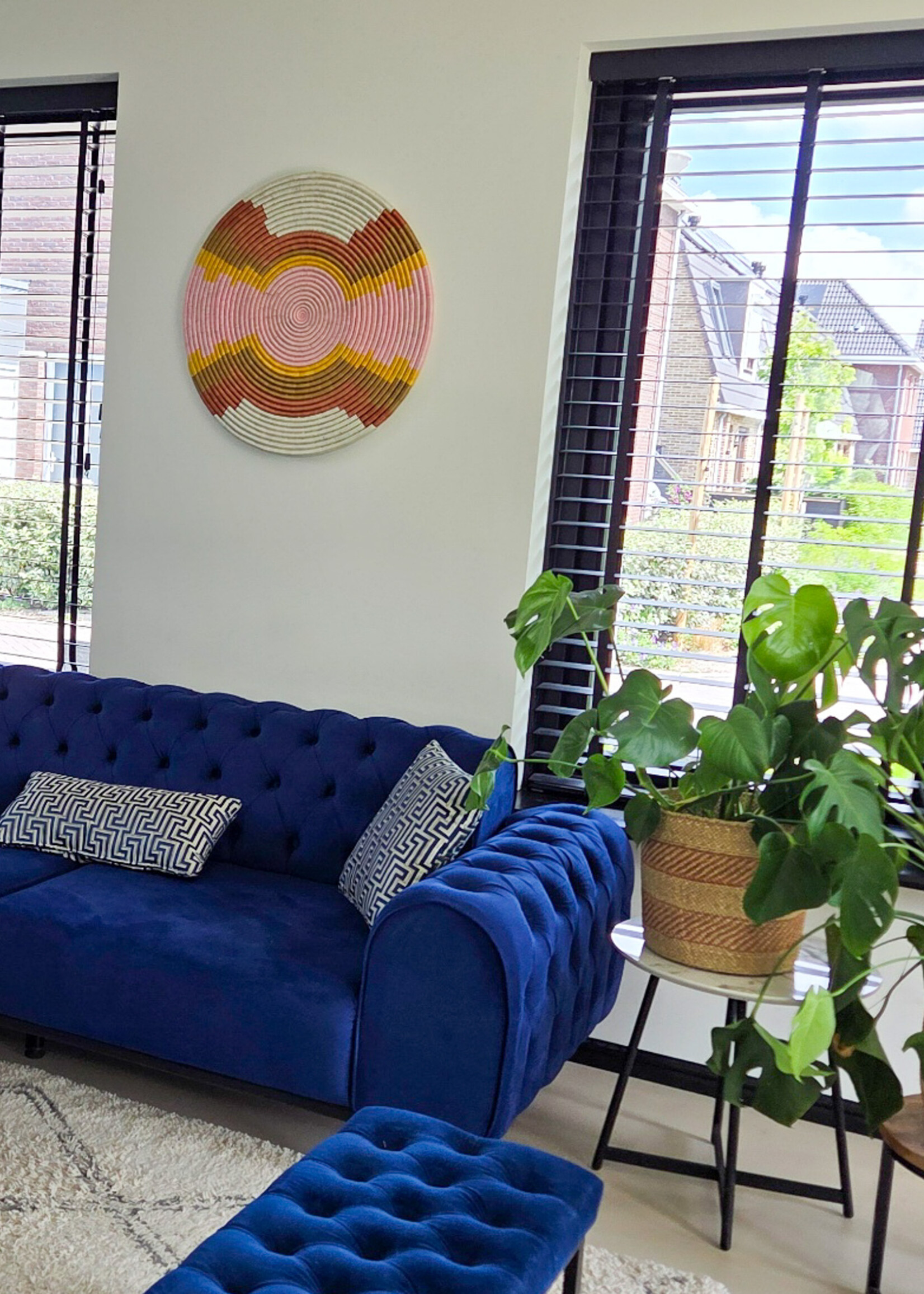 MAISON SUKU Rieten Wandcirkel in Knalkleuren ø 70 cm