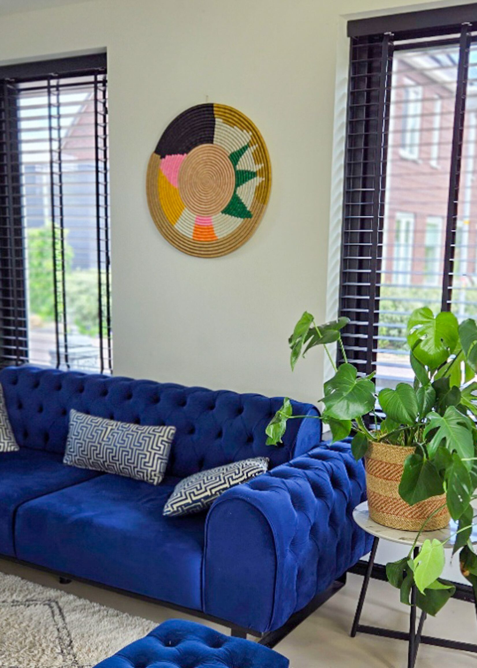 MAISON SUKU Tropische rieten wanddecoratie Distel ø 50 cm