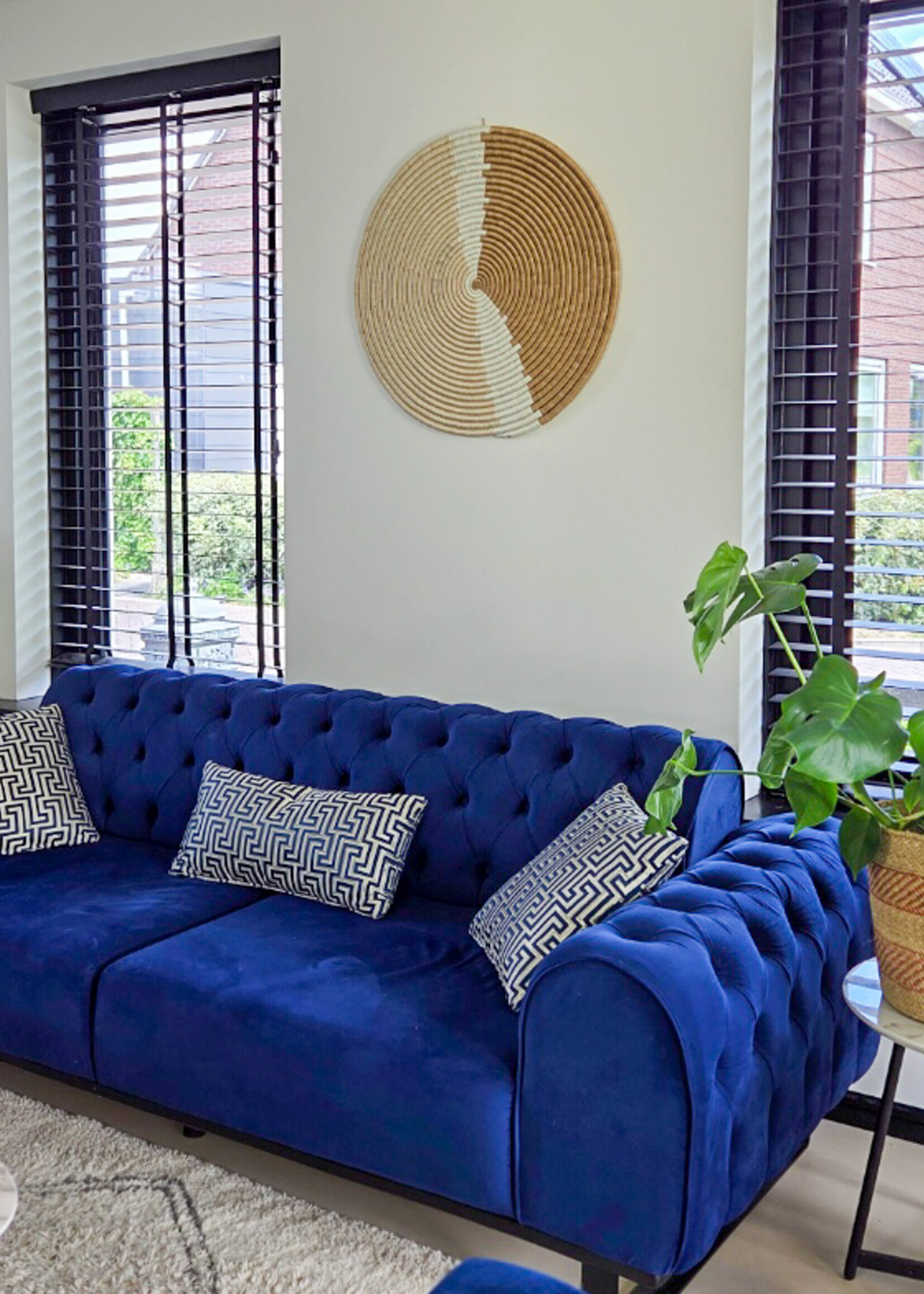 MAISON SUKU Aardetinten rieten wanddecoratie Sand ø 70 cm