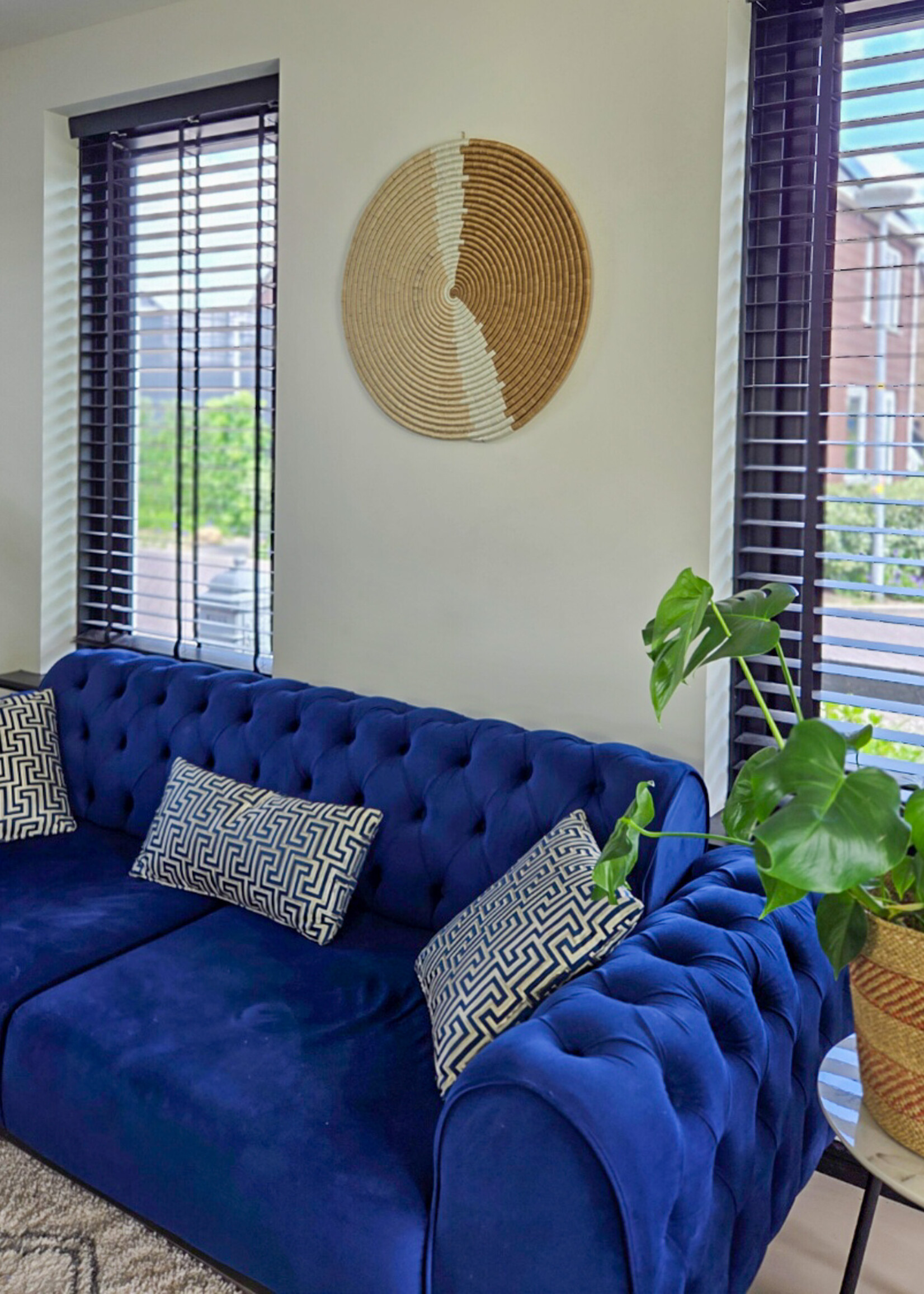 MAISON SUKU Aardetinten rieten wanddecoratie Sand ø 70 cm