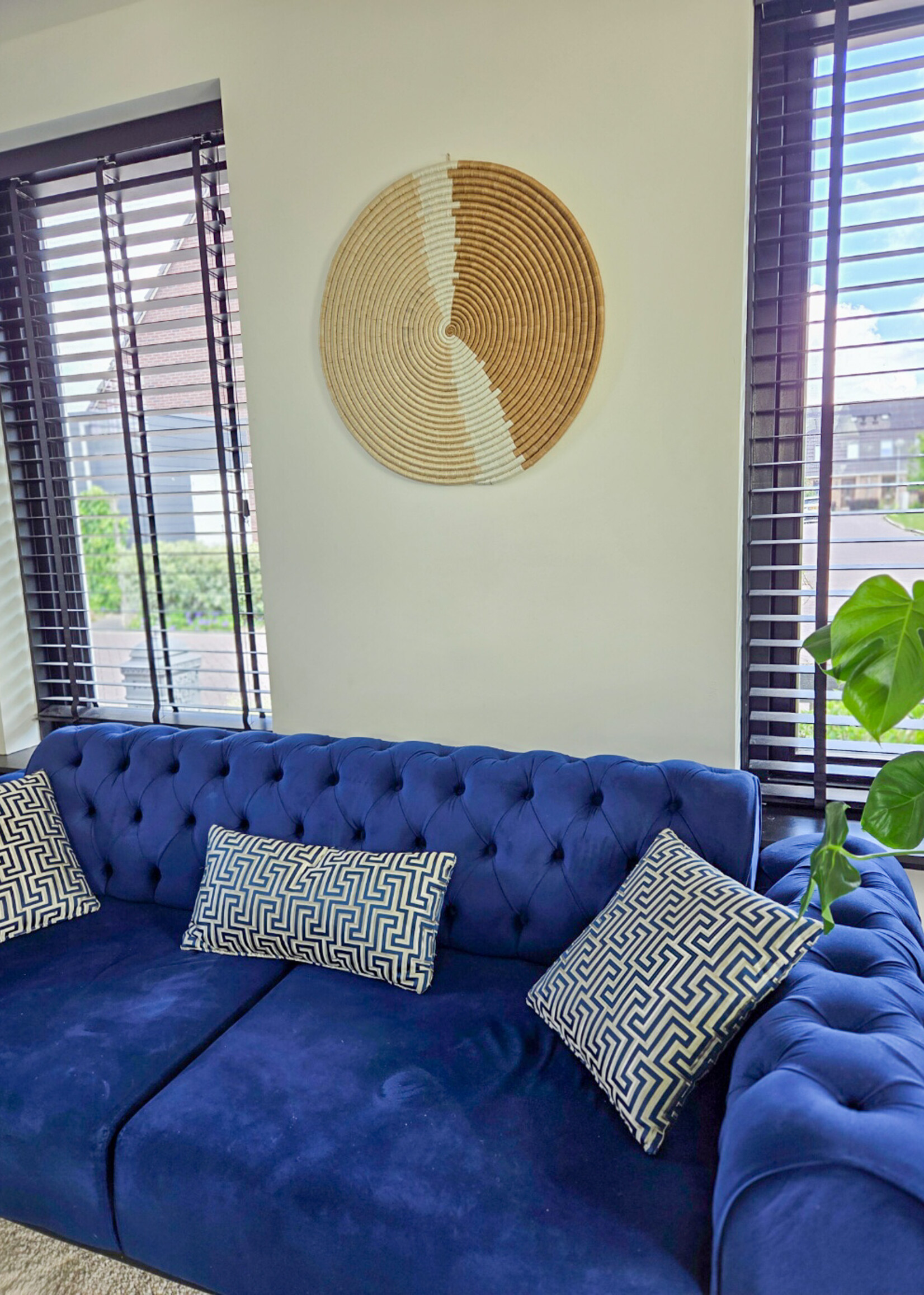 MAISON SUKU Aardetinten rieten wanddecoratie Sand ø 70 cm