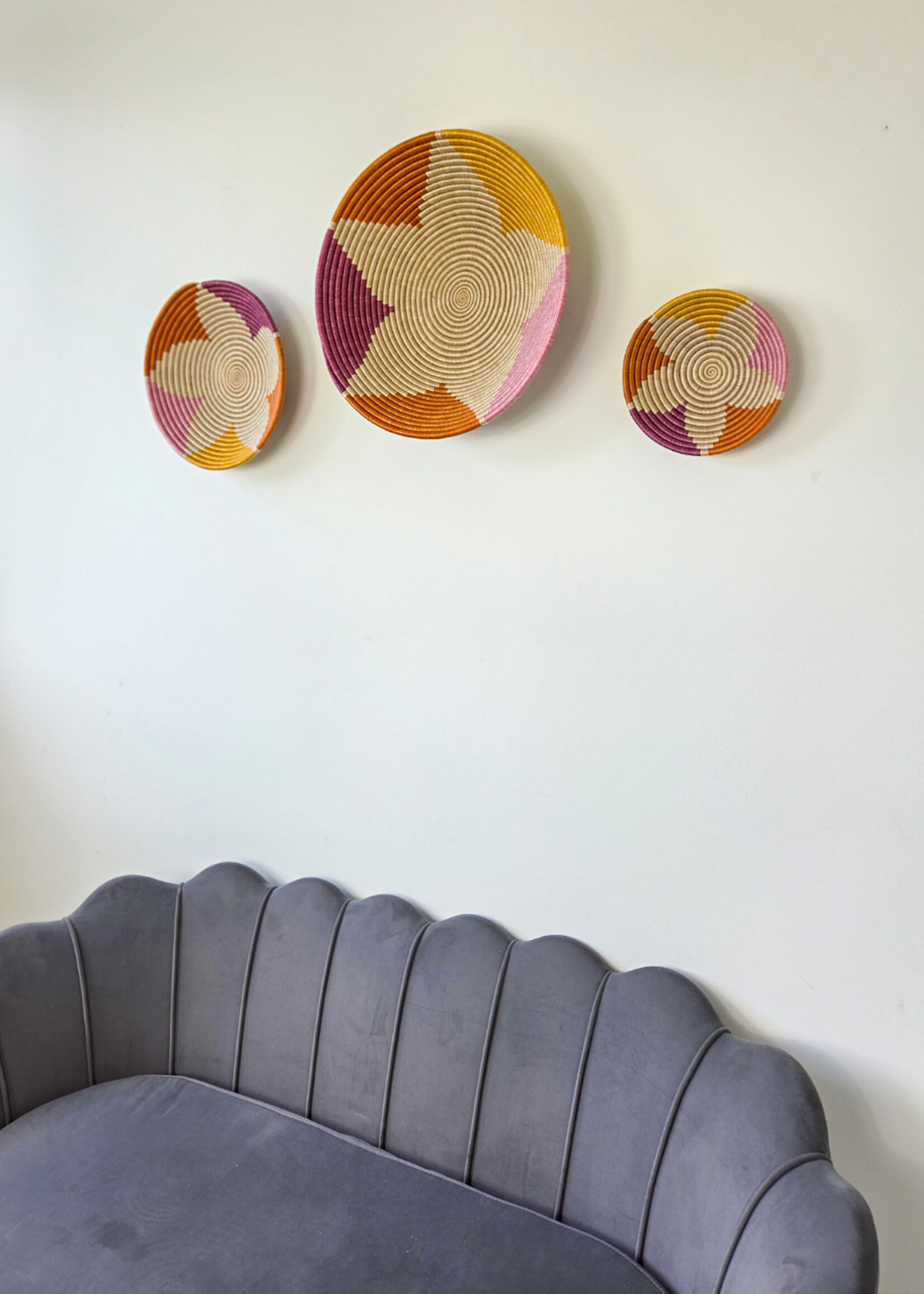 MAISON SUKU Set van 3 Rieten Wandcirkels Bloem – 20, 30 en 40 cm