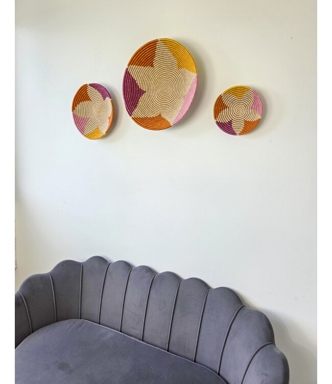 MAISON SUKU Set van 3 Rieten Wandcirkels Bloem – 20, 30 en 40 cm