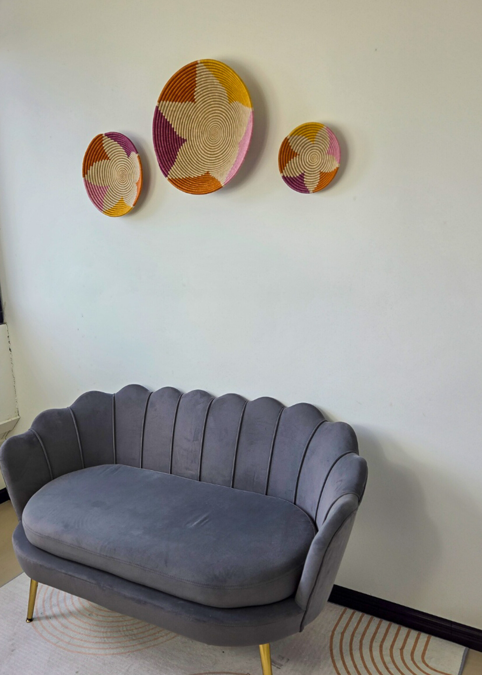 MAISON SUKU Set van 3 Rieten Wandcirkels Bloem – 20, 30 en 40 cm