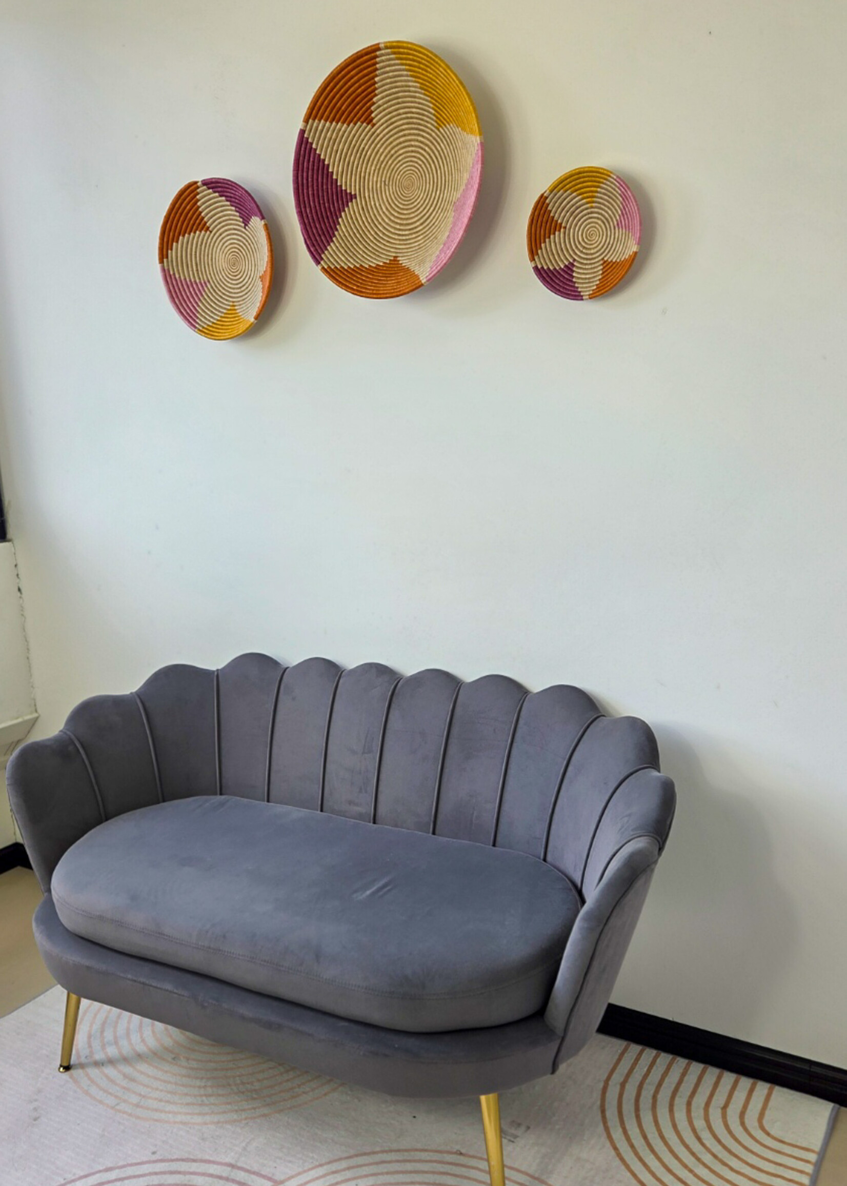 MAISON SUKU Set van 3 Rieten Wandcirkels Bloem – 20, 30 en 40 cm