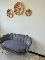 MAISON SUKU Set van 3 Rieten Wandcirkels Bloem Roze – 20, 30 en 40 cm