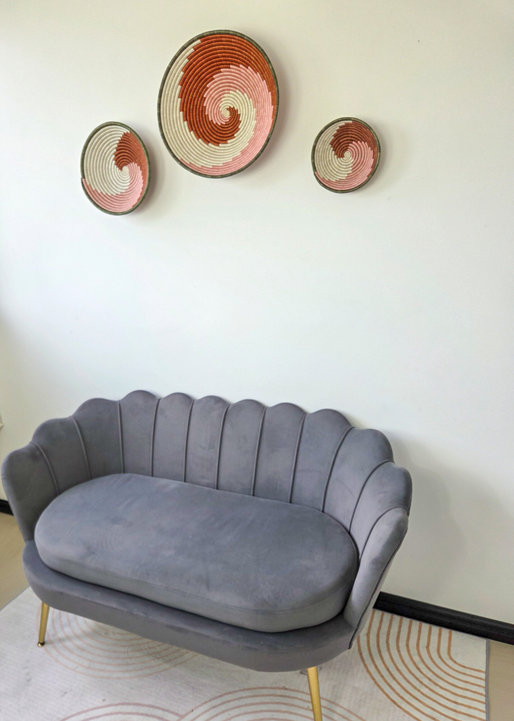 MAISON SUKU Set van 3 Rieten Wandcirkels Swirl – Aardetinten in Harmonie