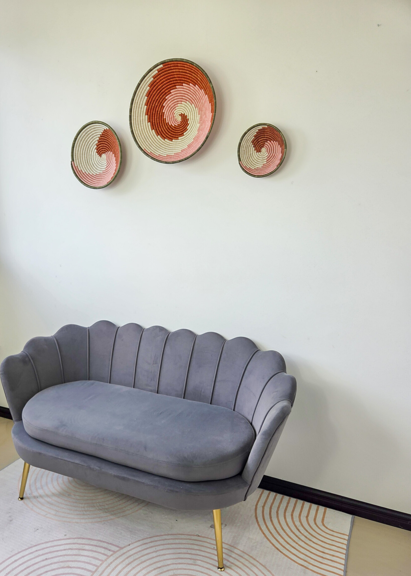 MAISON SUKU Set van 3 Rieten Wandcirkels Swirl – Aardetinten in Harmonie