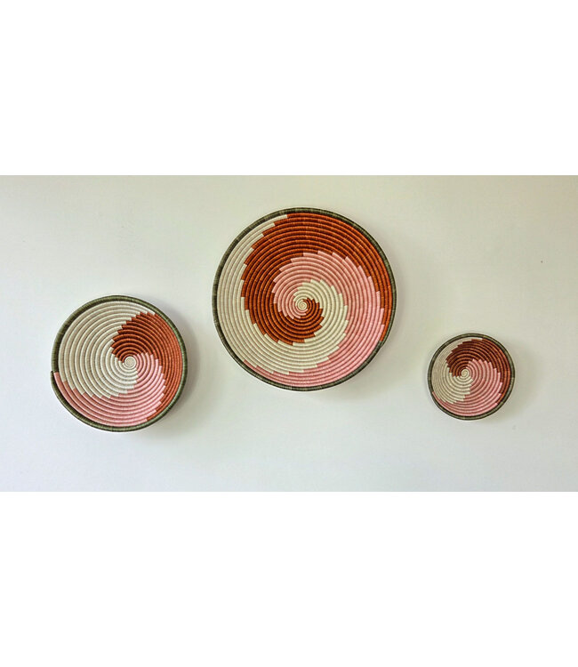 MAISON SUKU Set van 3 Rieten Wandcirkels Swirl – Aardetinten in Harmonie