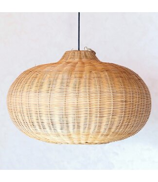 Grote rotan -lampenkap - ronde boho hanglamp - handgemaakte rotan hangende lamp - natuurlijke vezels geweven lampenkap (Ø 56 cm) anjani