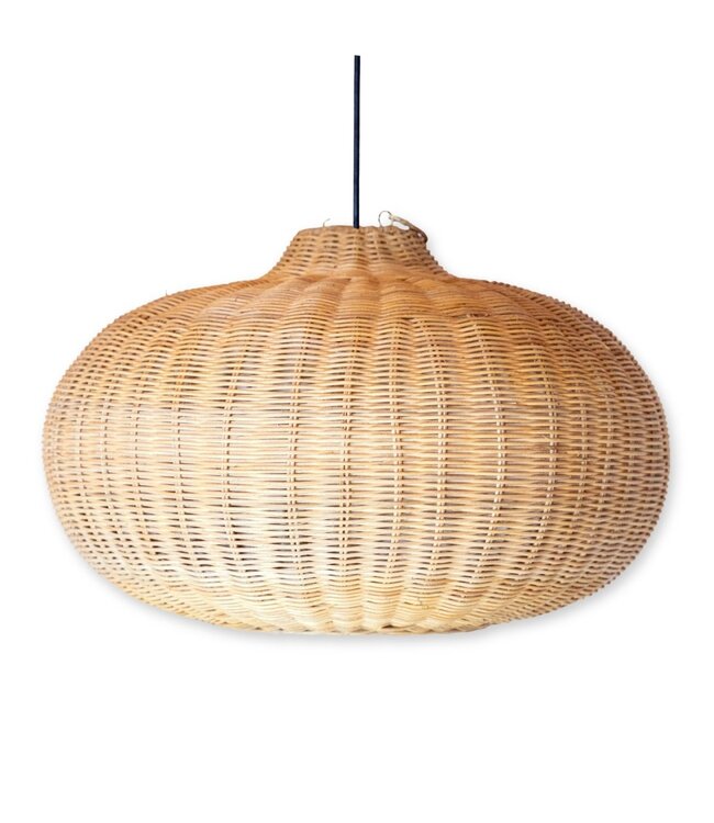 Grote rotan -lampenkap - ronde boho hanglamp - handgemaakte rotan hangende lamp - natuurlijke vezels geweven lampenkap (Ø 56 cm) anjani