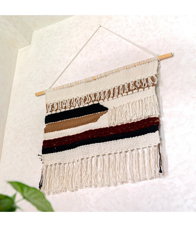 Grote macrame muurhangen - geweven boho wanddecor - moderne katoenen muur hangend natuurlijk materiaal - handgeweven wanddecor 120x95 cm udara