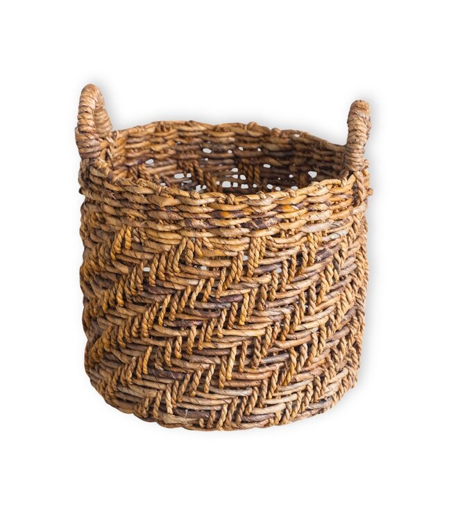 Boho Wasserij of plantenmand - Ronde geweven opslagmand - Decoratieve mand gemaakt van bananenvezel (3 maten Ø 25/32/38 cm) Rinjani